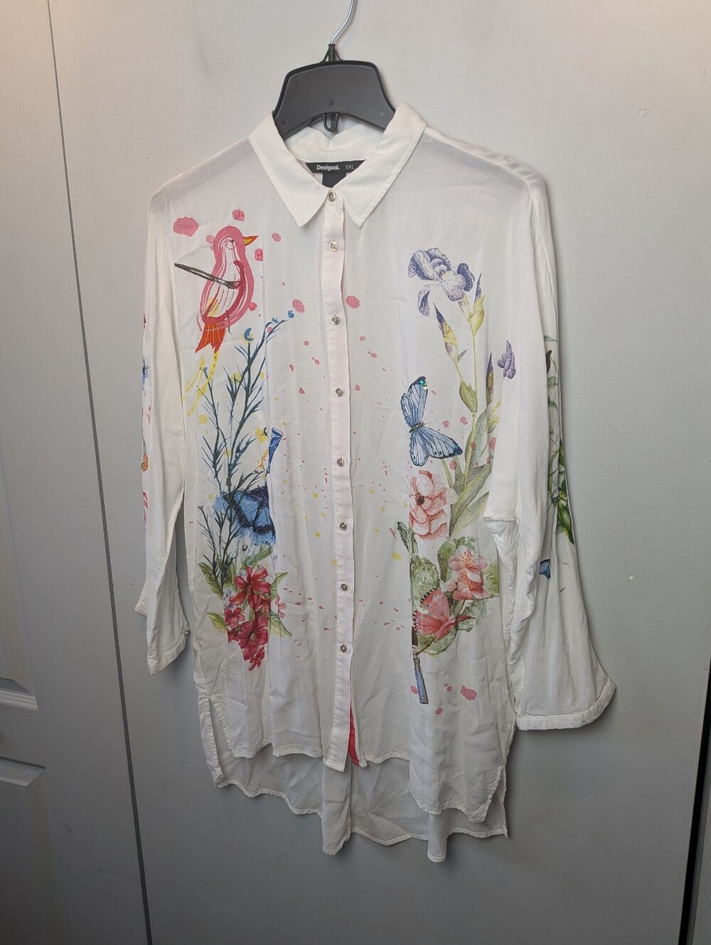 DESIGUAL Women Blouse Loose Fit Colorful Size XXL EUR = XL US Plus Size Floral - Picture 2 of 14